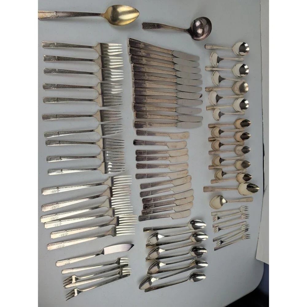 81 Piece VTG Oneida Prestige Plate Grenoble Silverplate Flatware Set MCM